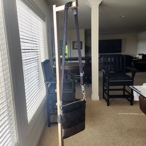 Coach crossbody bag, black with metallic bottom